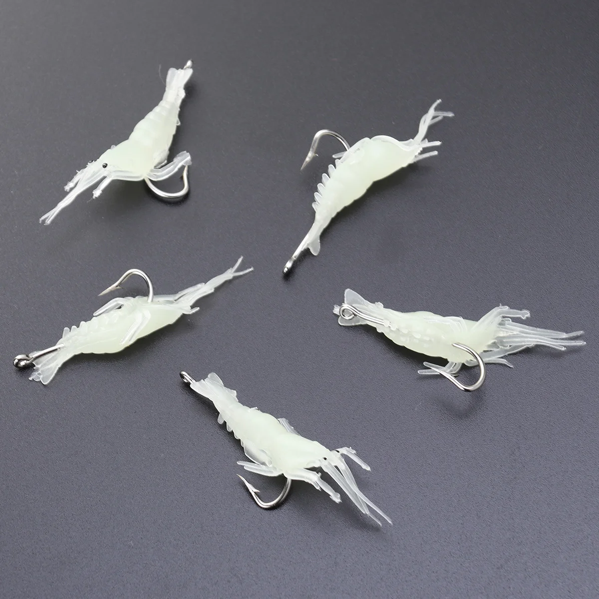

5pcs 4cm Noctilucence Simulation Bait Shrimp Simulation Grass Shrimp Plastic Fish Smell Luring Effect Good Fishing Gear(Luminous