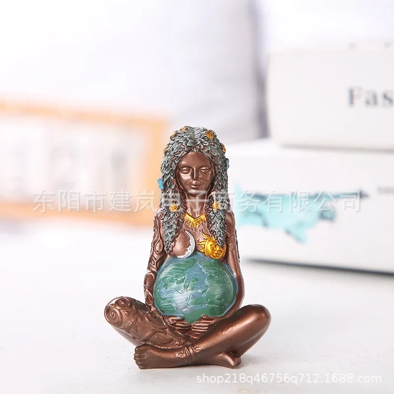 Gaia Goddess Statue Mother Earth Art Figurine Earth Mother Goddess Resin Art Statue Home Garden Decor for Earth Day Decoration