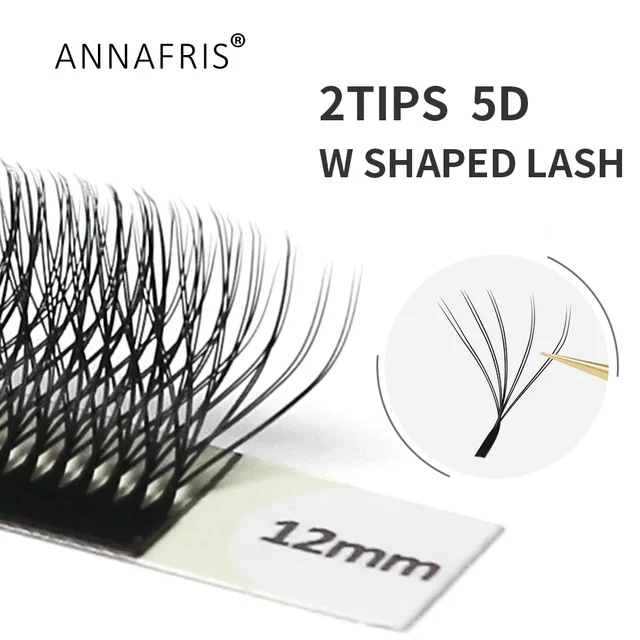 Anufris 3D 4D 5D W przedłużanie rzęs 2 końcówki 5D W kształt rzęs prefabrykowane objętości łatwe wentylator naturalny miękki sztuczna rzęsa