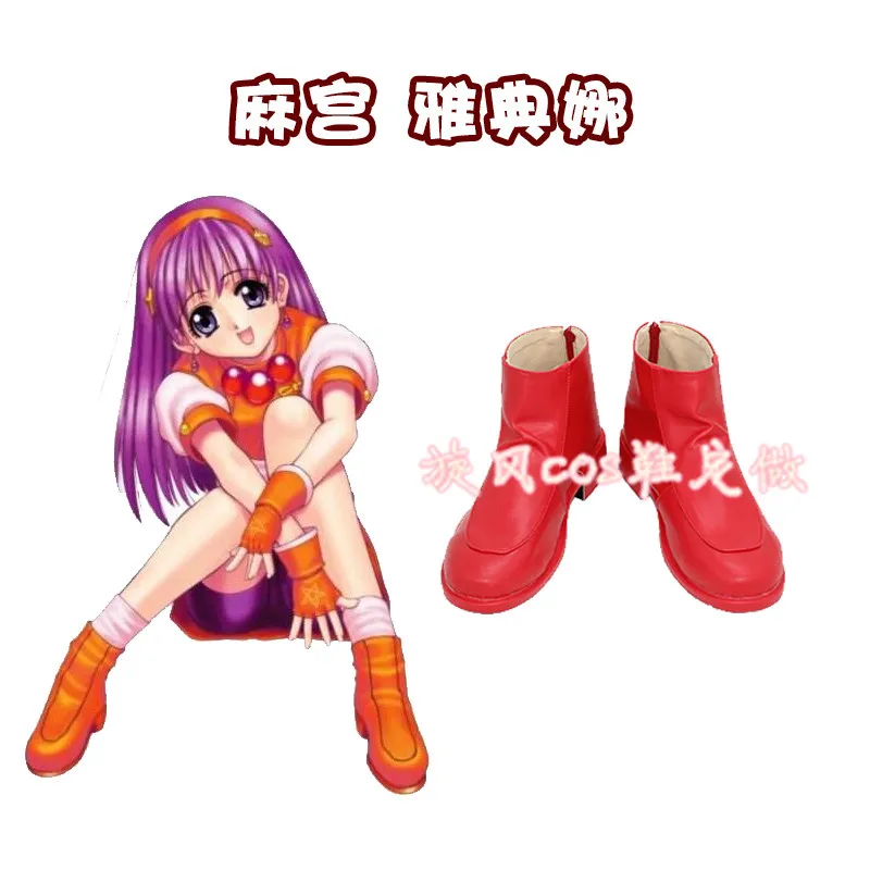 

KOF The King of Fighters '98 Athena Asamiya Cosplay Shoes Boots Halloween Party Christmas Cosplay Red Boots