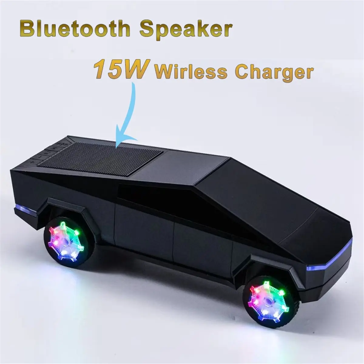

Портативная Bluetooth-колонка AS62 с беспроводной зарядкой, модель Cybertruck, RGB-подсветка, HIFI-стереозвук, черный цвет