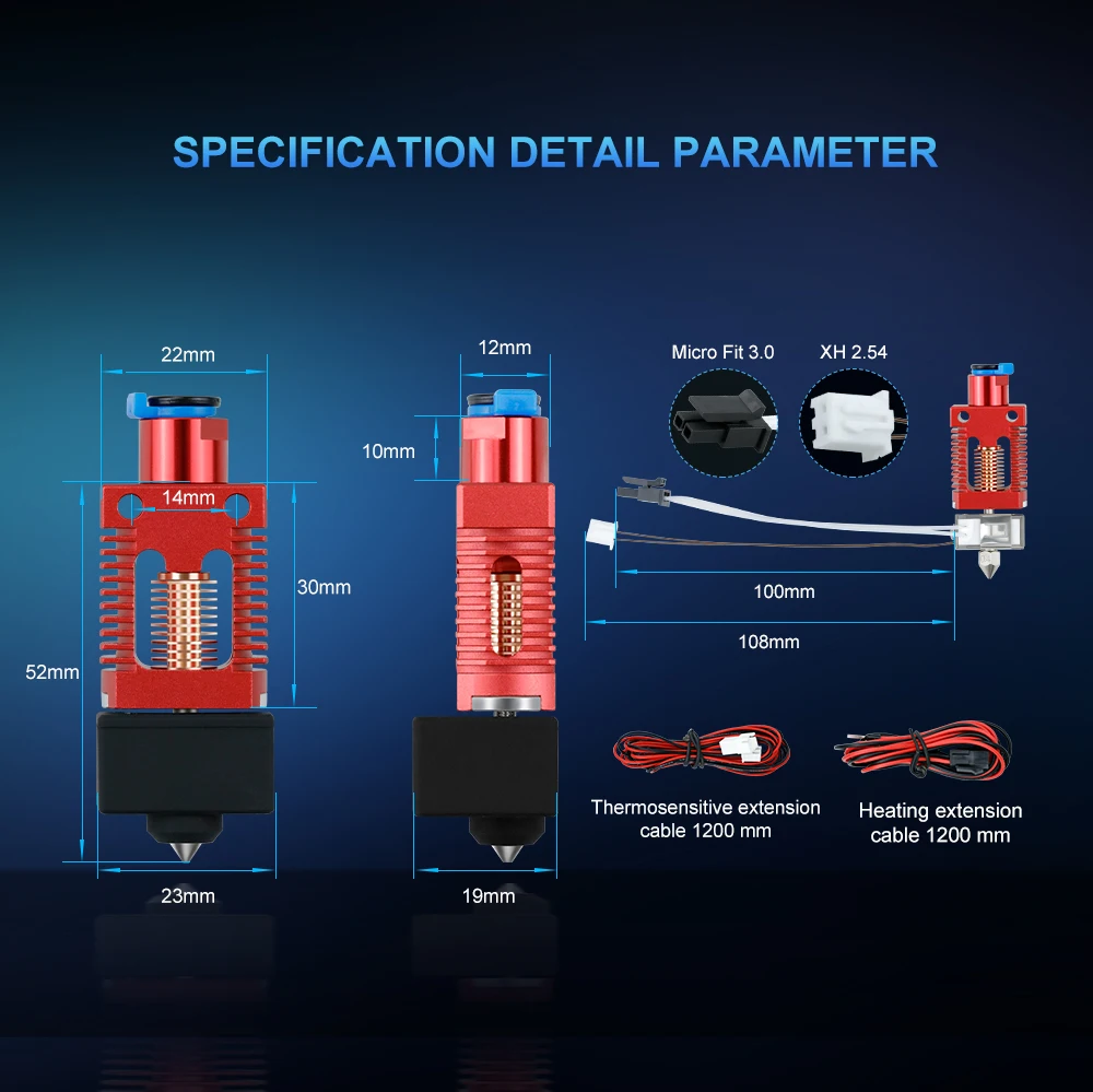 Upgrade Red Lizard V3 PRO Hochgeschwindigkeits-Extrusionskopf für Ender 3 Pro Voron 2.4 Ender 5 S1 CR10S 3D-Drucker Hot End Plating Nozzles – Detail 2