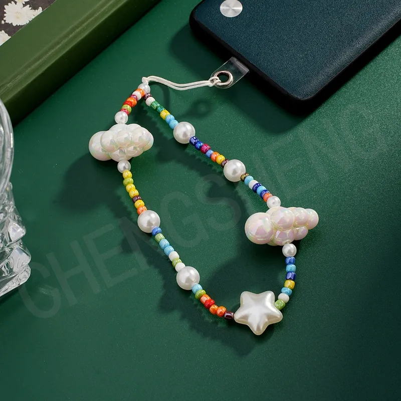 

Niche Clouds Beaded Mobile Phone Lanyard, Sweet Girl Star Bag Pendant