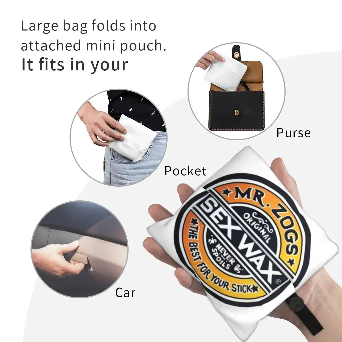 Mr Zogs Sex Wax Portable Tote Shopping Bags Reusable Shopper Bag Groceries Handbag Shoulder Bag