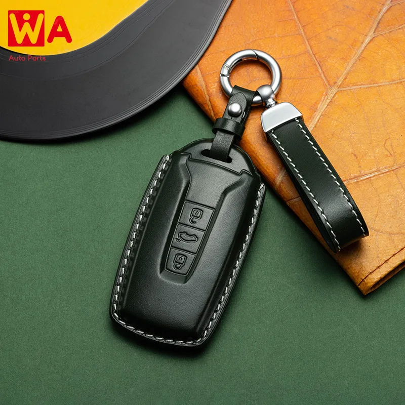 

Car Key Cover For Vw Volkswagen Touareg Keyring Shell Case Genuine Leather Fob Holder