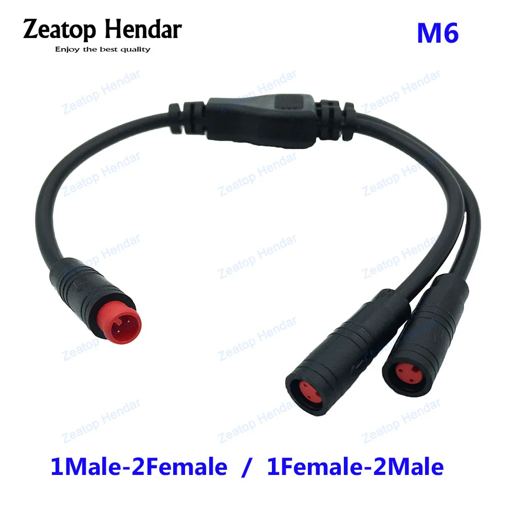 1Pcs M6 2Pin Y Splitter E-bike Cable 1 Male to 2 Female / 1Female to 2Male Electric Bicycle Plug for Scooter Brake Signal Sensor