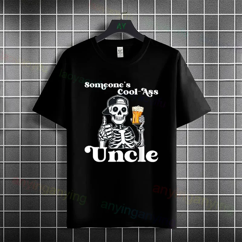 Modisches, lässiges Herren-T-Shirt mit „Someone's Cool-Ass Uncle“-Aufdruck, 100 % Baumwolle, kurzärmelig, Rundhals-T-Shirt, Herrenbekleidung