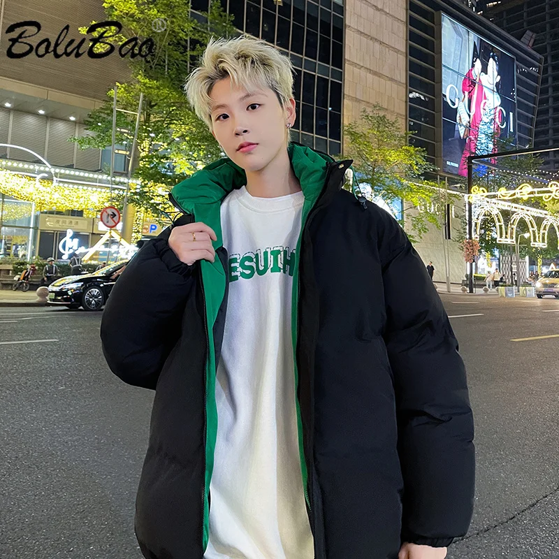 

BOLUBAO 2024 Casual Parka Cotton-Padded Men's Solid Color Hooded Fashion Coat High Quality Streetwear Parka Cotton-Padded Men