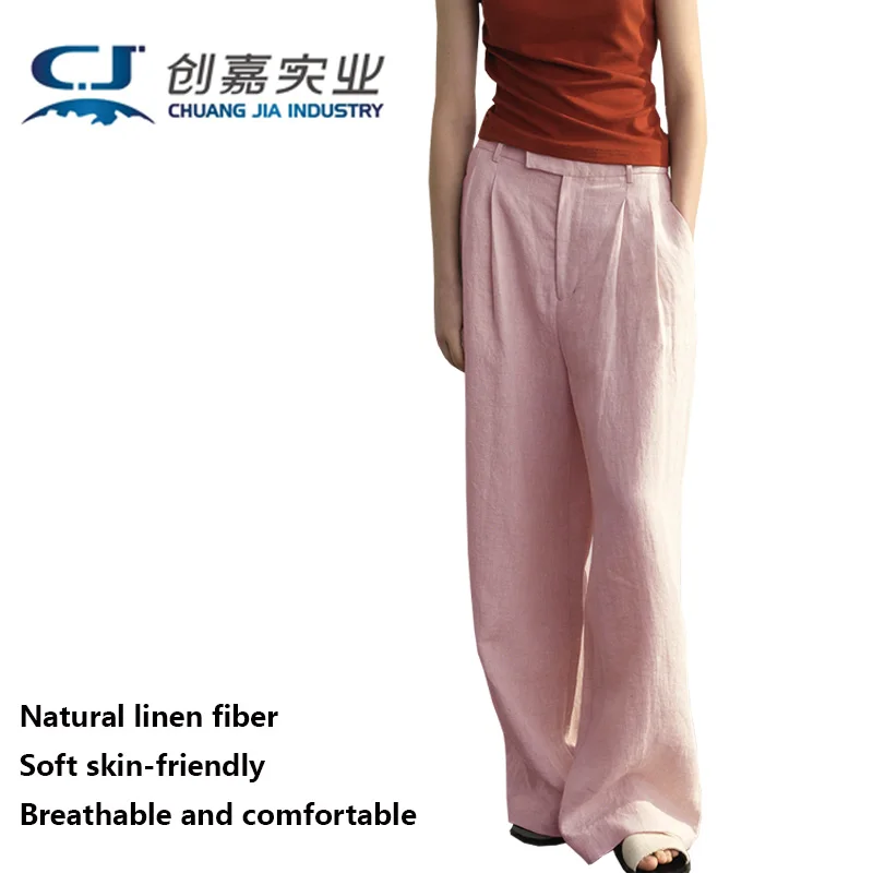 

Natural Pure Linen Women's Pants Simple Temperament Relaxed Comfortable White Wide Leg Pants Outdoor Casual High-end Clothing
