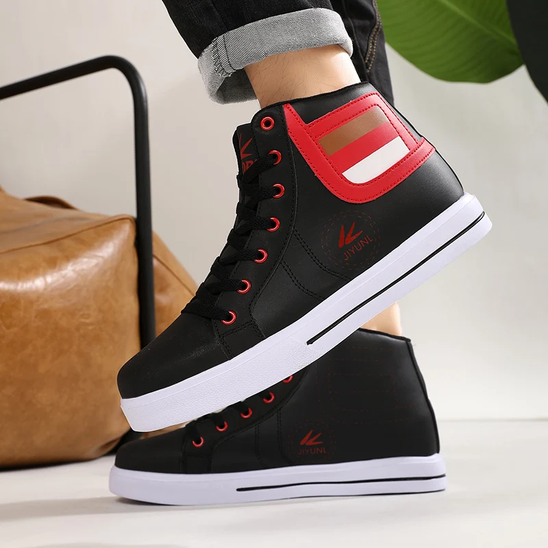 High Top Skateboard Shoes Men Big Size 48 Black Non Slip Men's Skate Shoes Comfortable Leather Casual Sneakers Man Sports Shoes