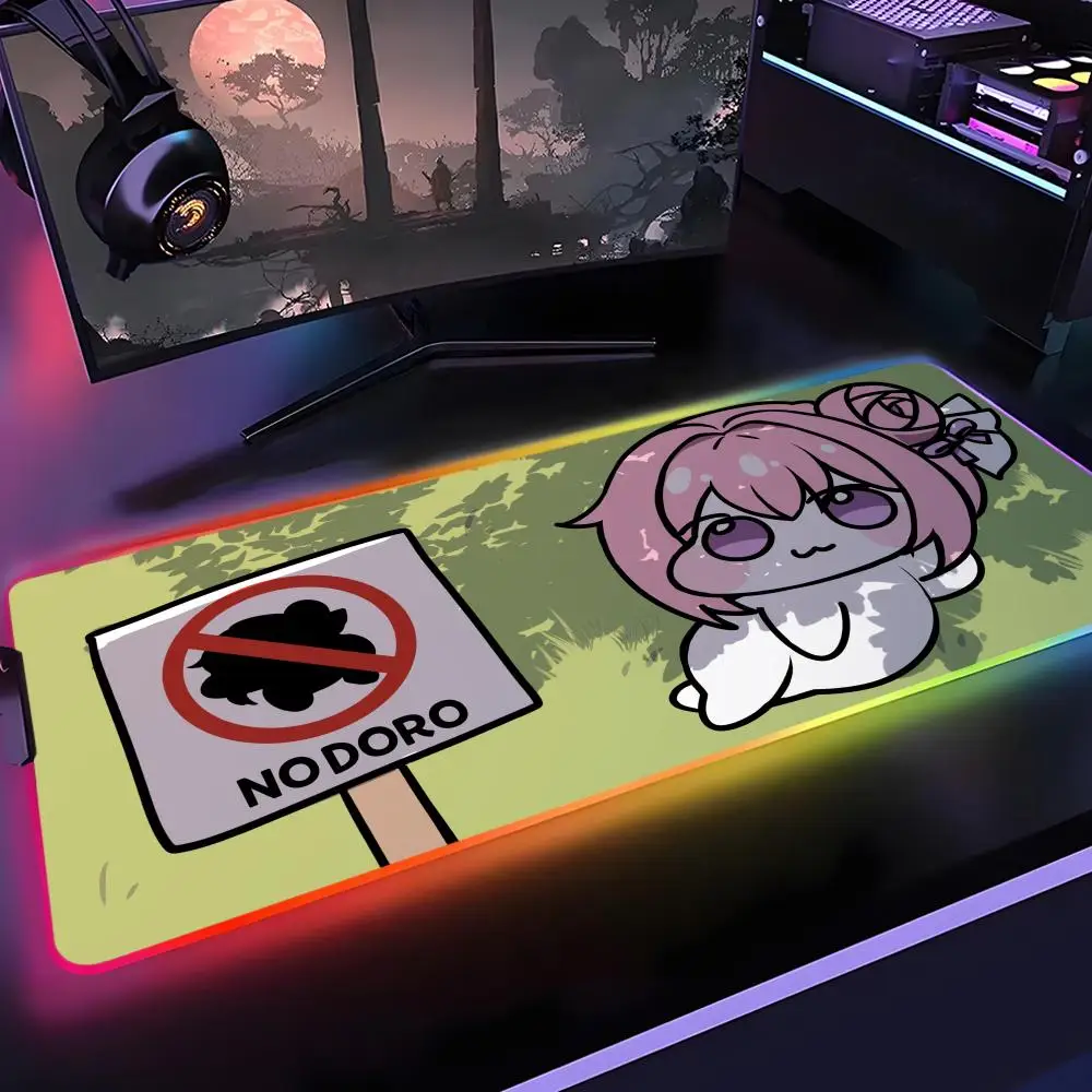 

Kawaii аниме Doro Dog коврик для мыши геймер Rgb настольный коврик подсветка светодиодный коврик для мыши установка игровой настольный коврик большой коврик для мыши с подсветкой