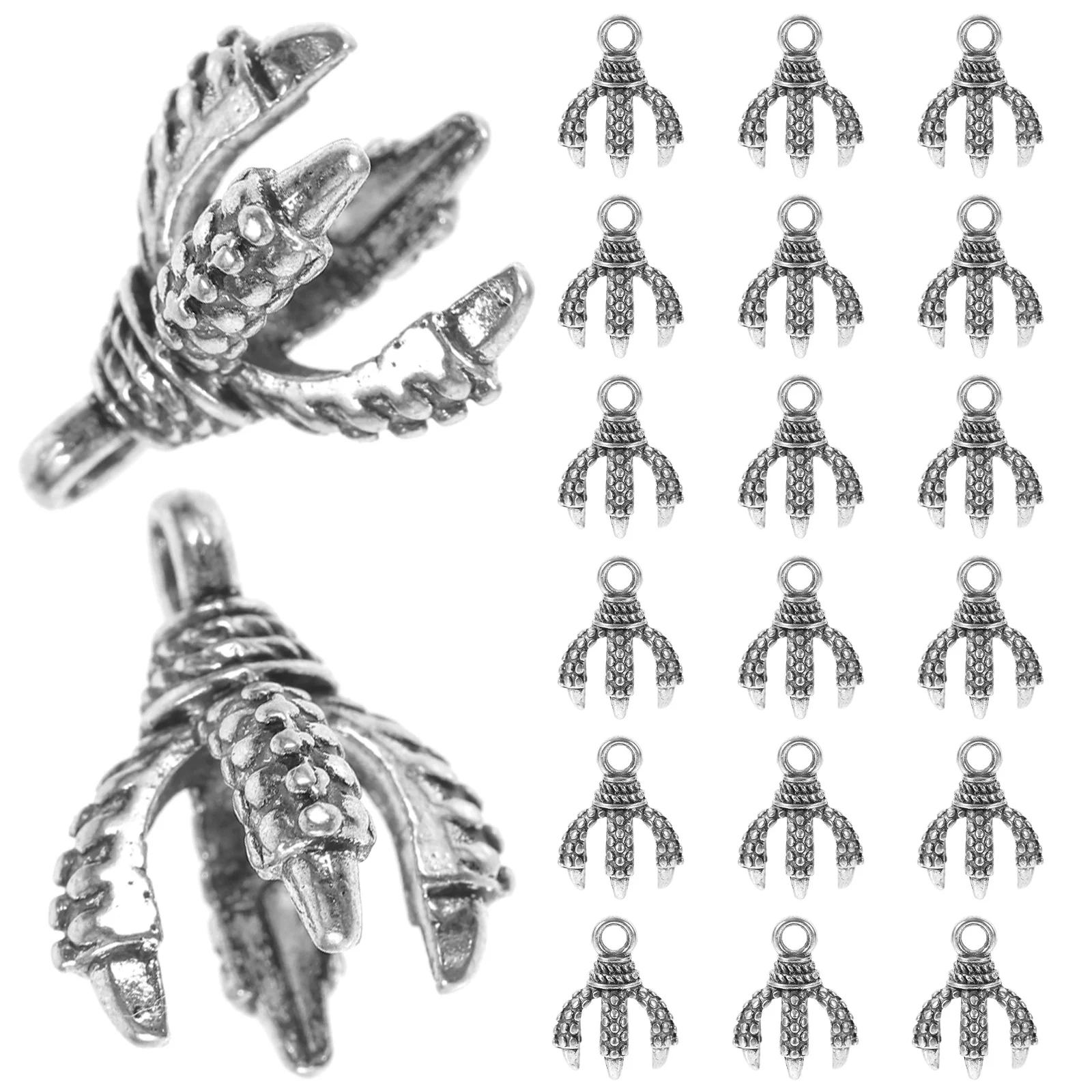

50Pcs Alloy Dragon Claw Charms Pendants Vintage Jewelry Making Supplies DIY Accessories Pearl Inlay Charms for Bracelets