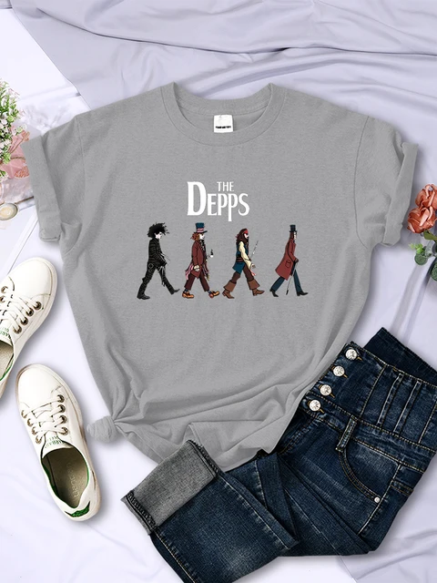 Koszulki damskie Edward Scissorhands magik pirat dżentelmen drukowane krótkie rękawy kobiece Oversize topy z okrągłym dekoltem oddychające koszulki