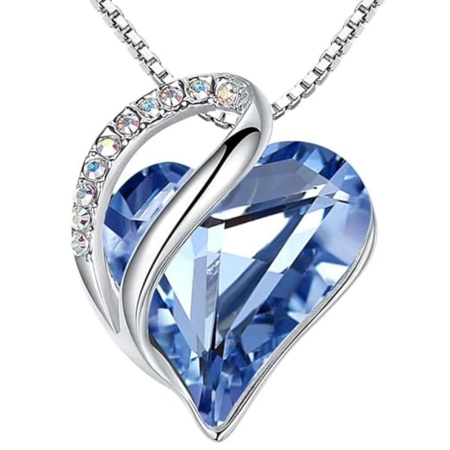 

Gift Necklaces for Women, Infinity Love Birthstone Heart Crystal Pendant, Birthday Anniversary Jewelry for Wife, Mom, and Her,
