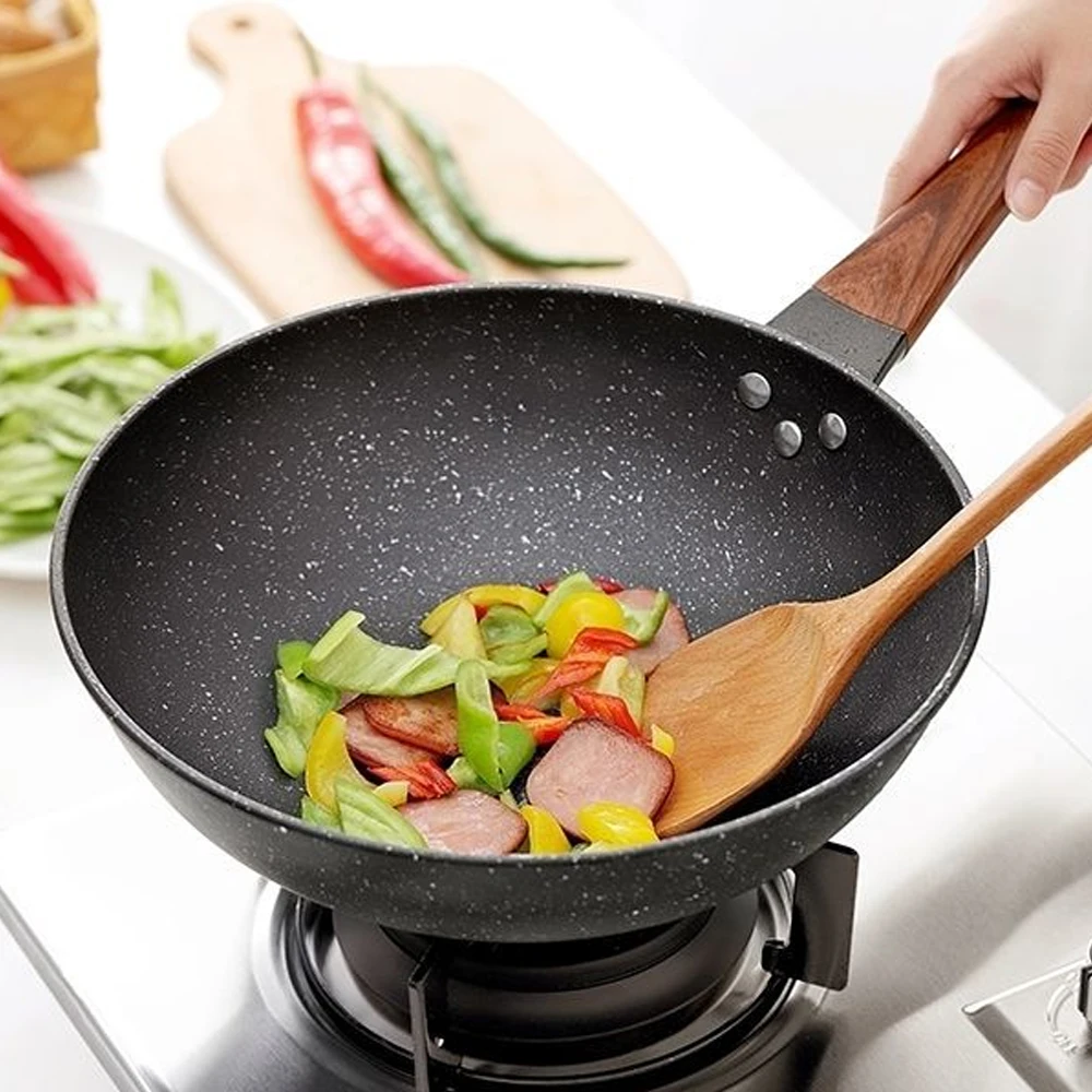 32CM Wok Deepen Frying Pan Non-stick Steak Skillet Cooking Gas Stove Induction kitchen Cookware Durable Home Pancake Saucepan