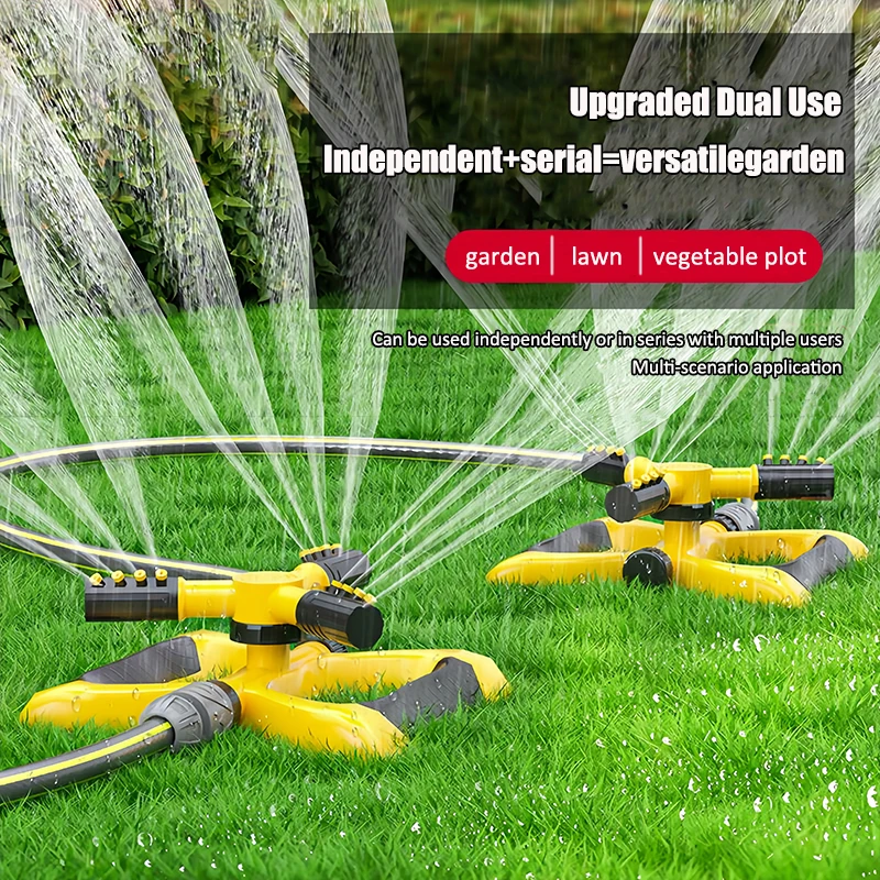 Mariposa 360 °   Aspersor Giratorio Automático, Aspersor Tridente en Tándem para Riego de Viveros, Herramienta de Riego para Jardín