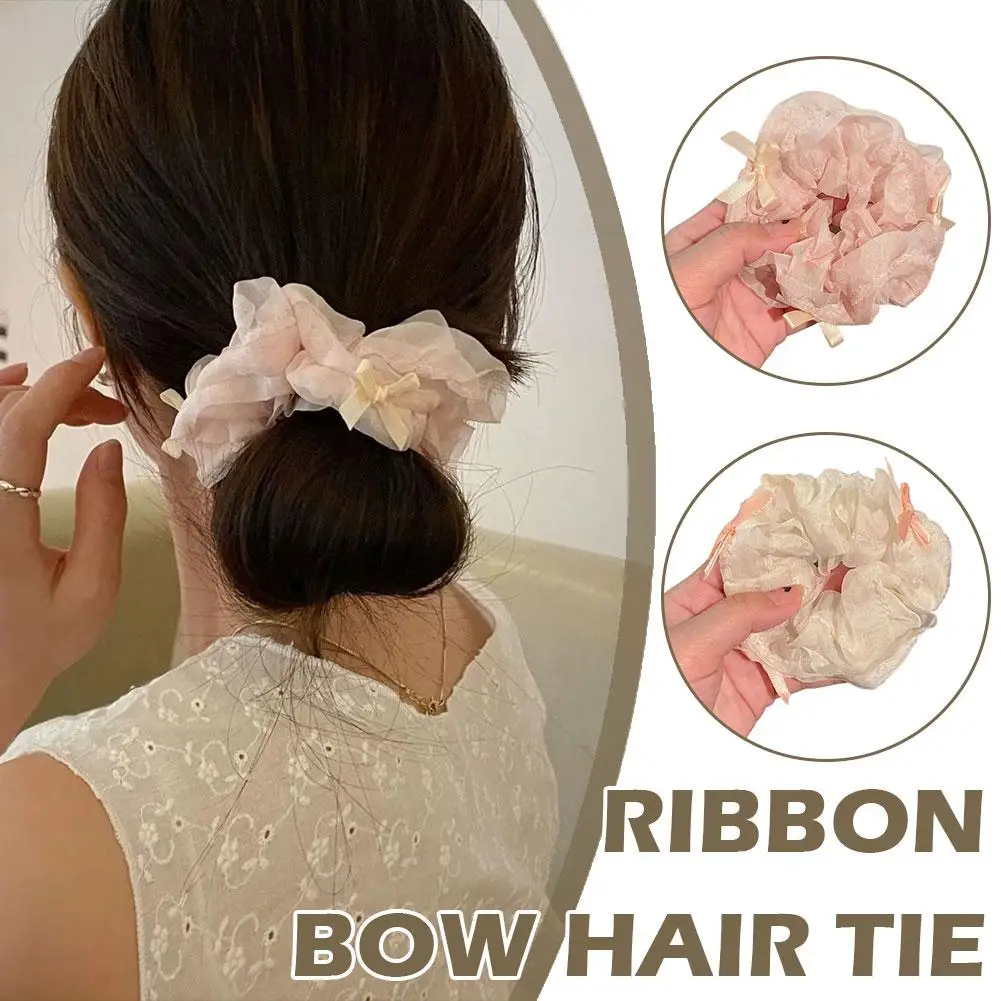 Sweet Ballet Yarn Ribbon Bowknot Hair French Gentle Accessories Women Hair Large Hair Rope Intestine W0n6