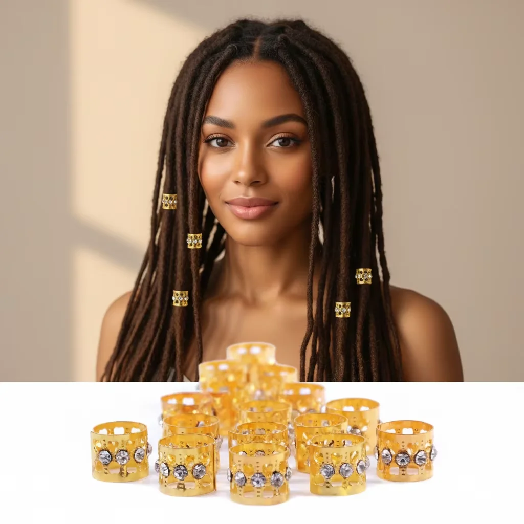 50pcs Hair Dread Braids Dreadlock Beads Adjustable Braid Cuffs Clip Hair Extension Tool Jewelry 13mm