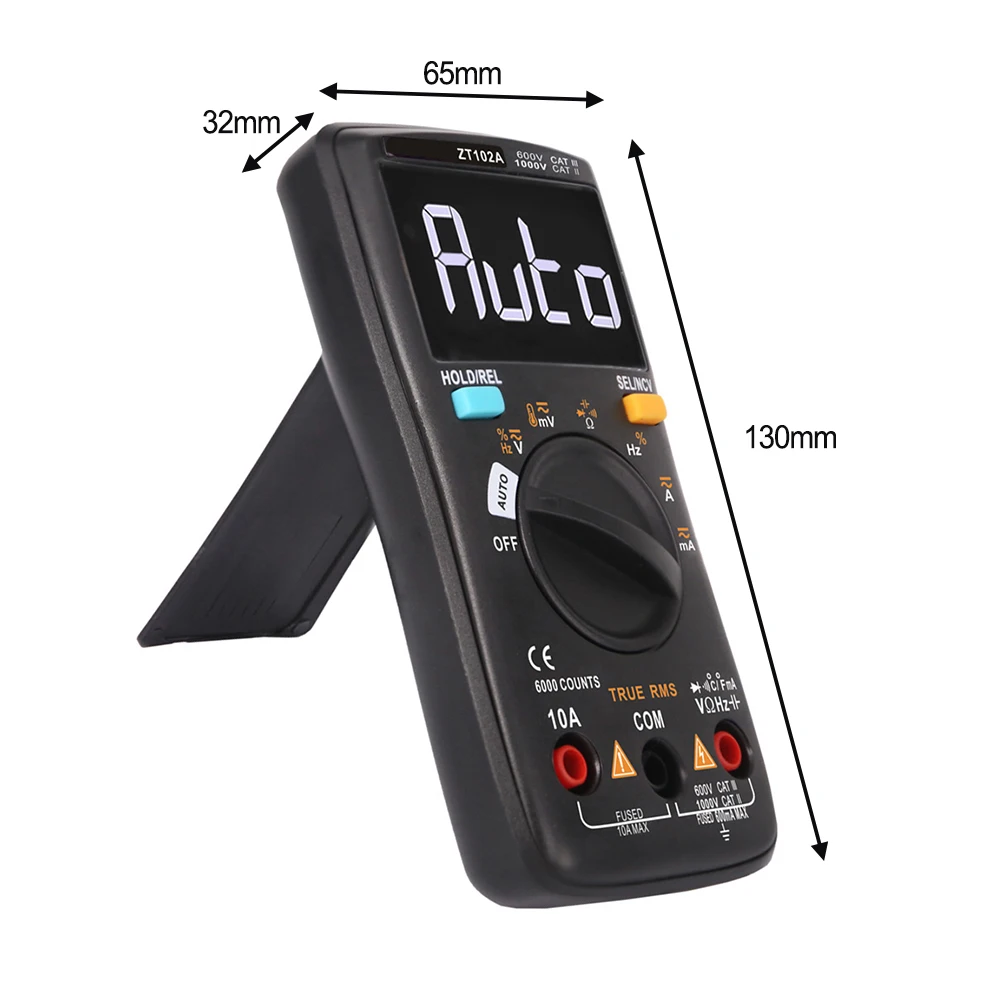 ZT102A Multimeter with Dual Mode Operation Manual and Auto Range for AC/DC Voltage Current Resistance Capacitance Frequency