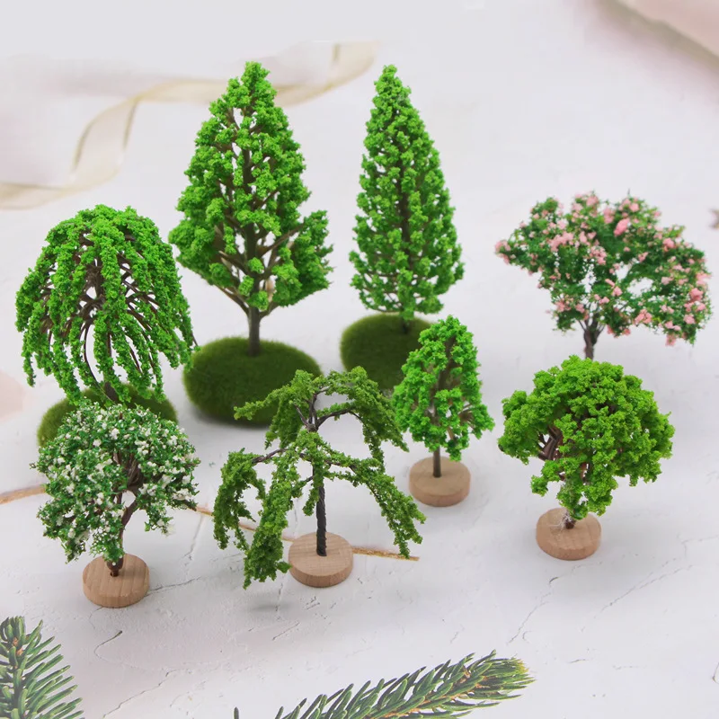 Dollhouse Garden Mini Plastic Tree Building Model Trees Miniature OB11 Simulation Landscape Scene Home Decor Doll Accessories