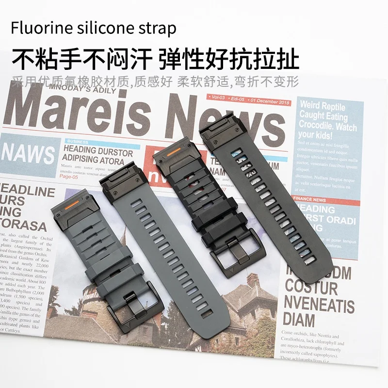Quick release FKM silicone tape 22mm/26mm for Garmin fenix 9/9 pro/MIP, 8 7 6, Enduro, EPIX gen2, suitable for fenix arm straps