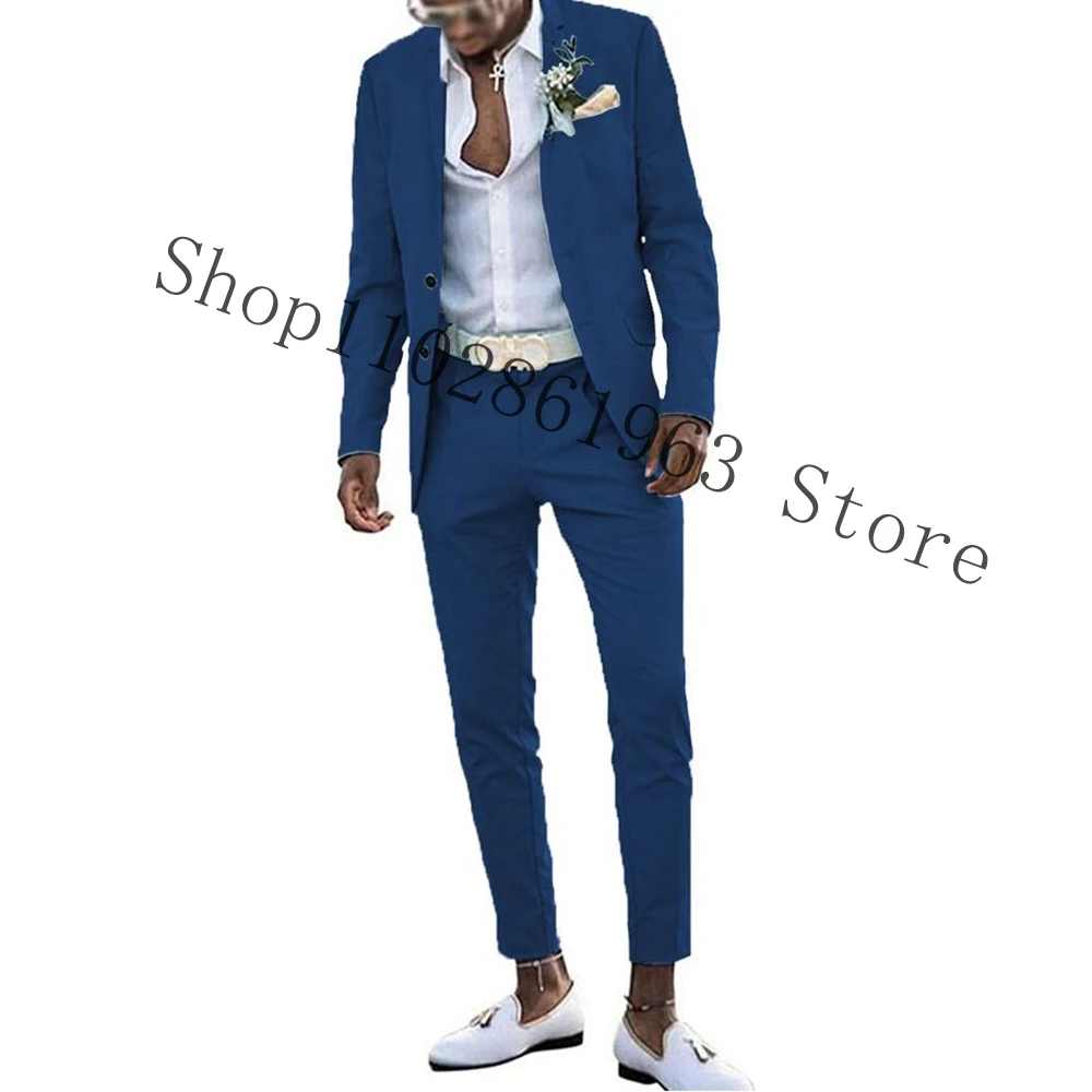 

Latest Men's Suit Blazer Pants Designs Notched Lapel Two Buttons 2 Pieces Bridegroom Groomsmen Wedding Tuxedos Costume Homme