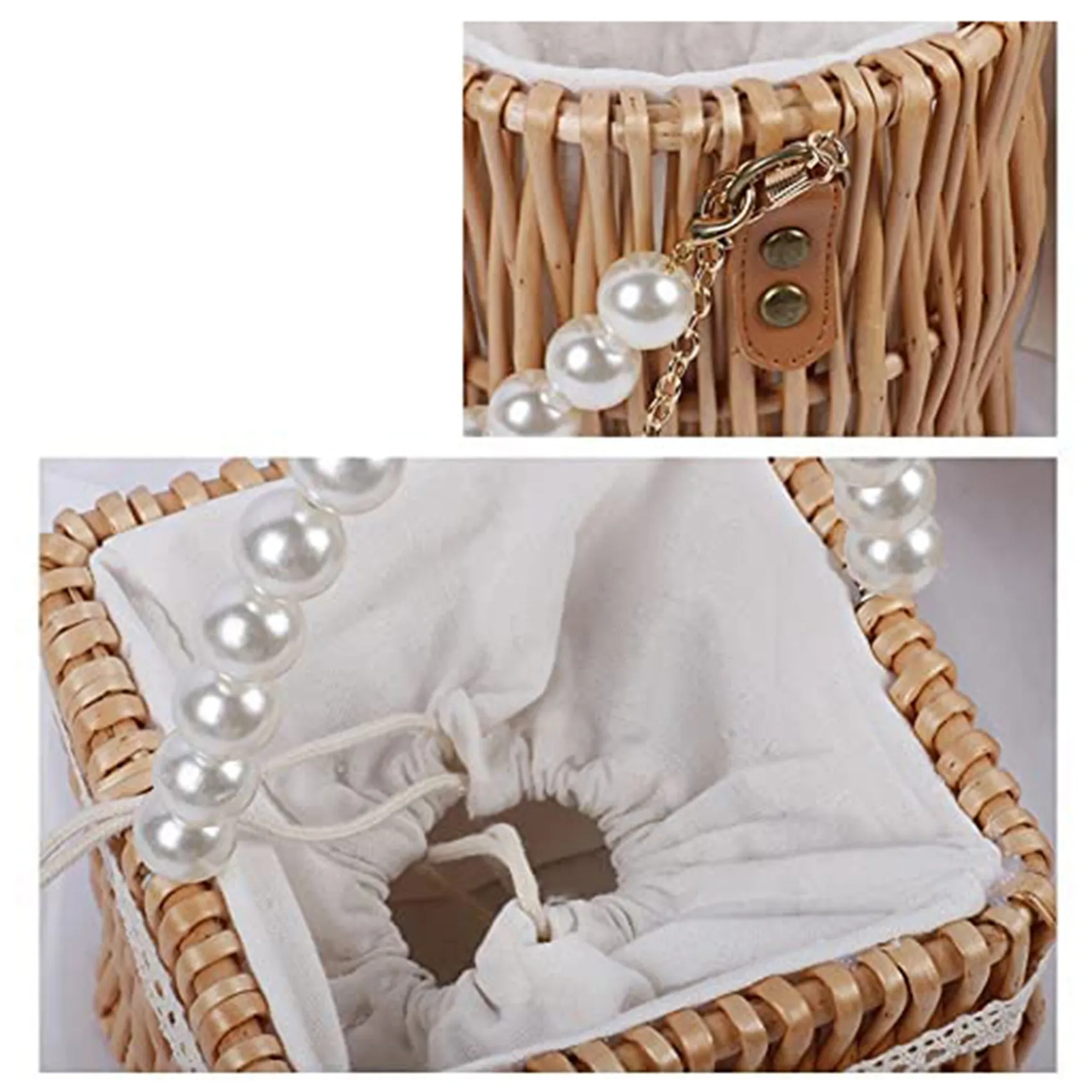 

【SEE】Straw Purse Beach Purse Bag For Women Beach Straw Bag Rattan Bag Basket Purse Pearl Straw Tote Bamboo Purse