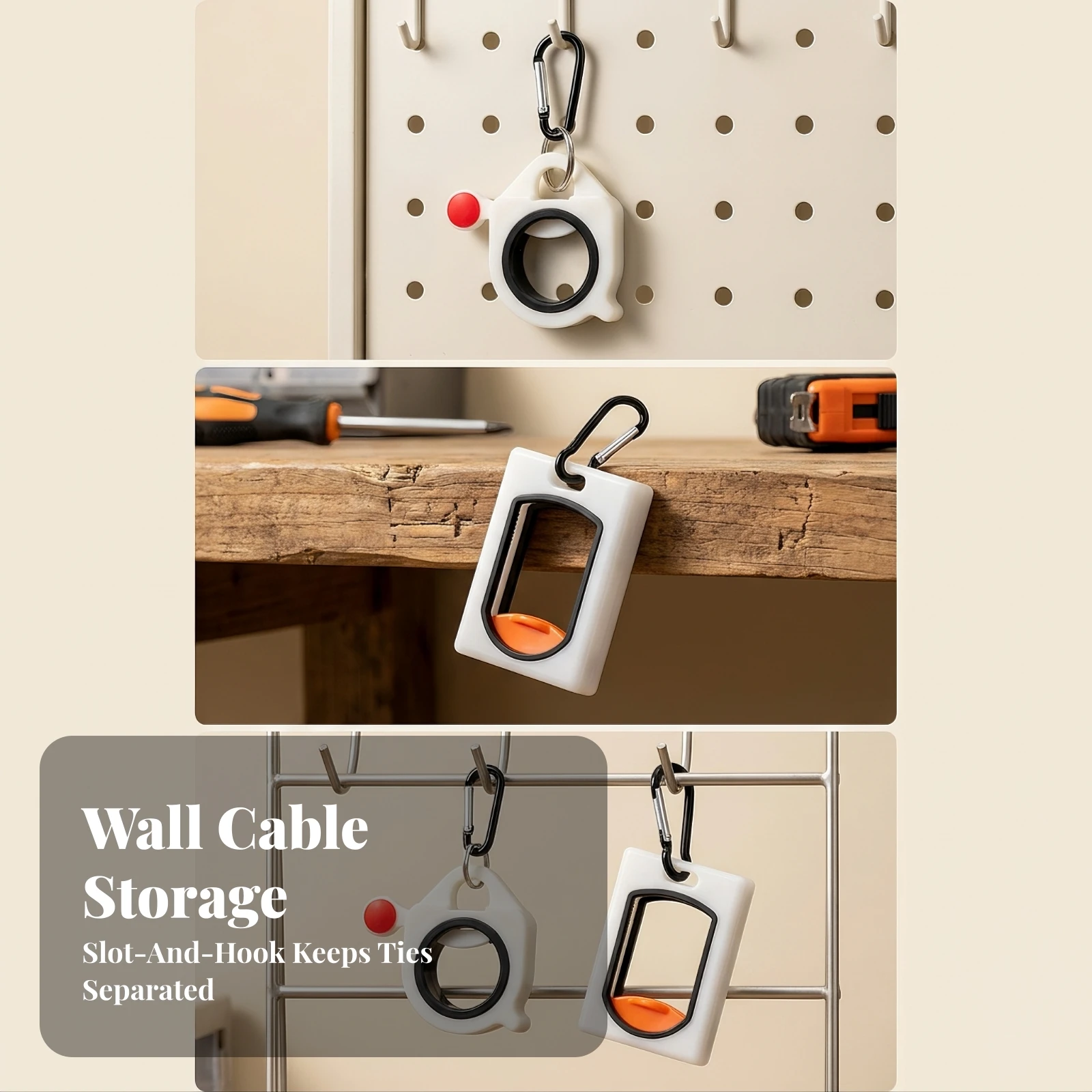 Zip Tie Holder with Carabiner Clip Easy-Access Zip Tie Organizer with Carabiner Portable Compact for Electricians