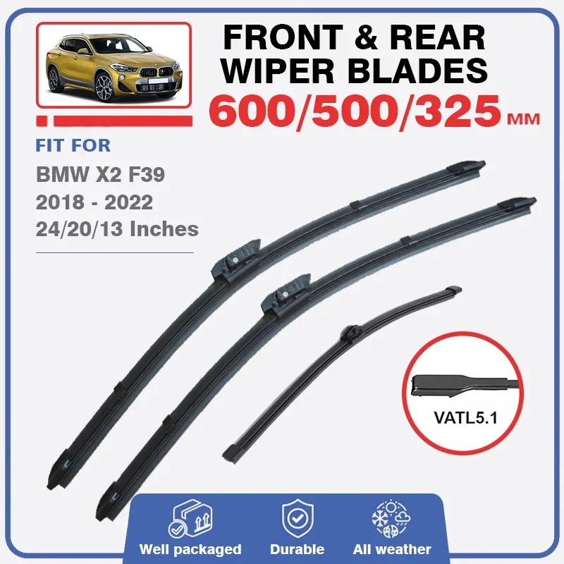 Front Rear Wiper Blades For BMW X2 F39 2018 2019 2020 2021 2022 M Sport  Accessories Window Windscreen Windshield Refill M35i