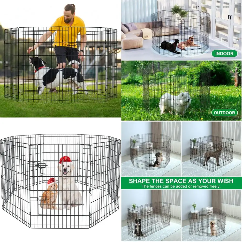 

8-Panel 36 Adjustable Dog Playpen for Medium Pets - Suitable for Indoor and Outdoor Use