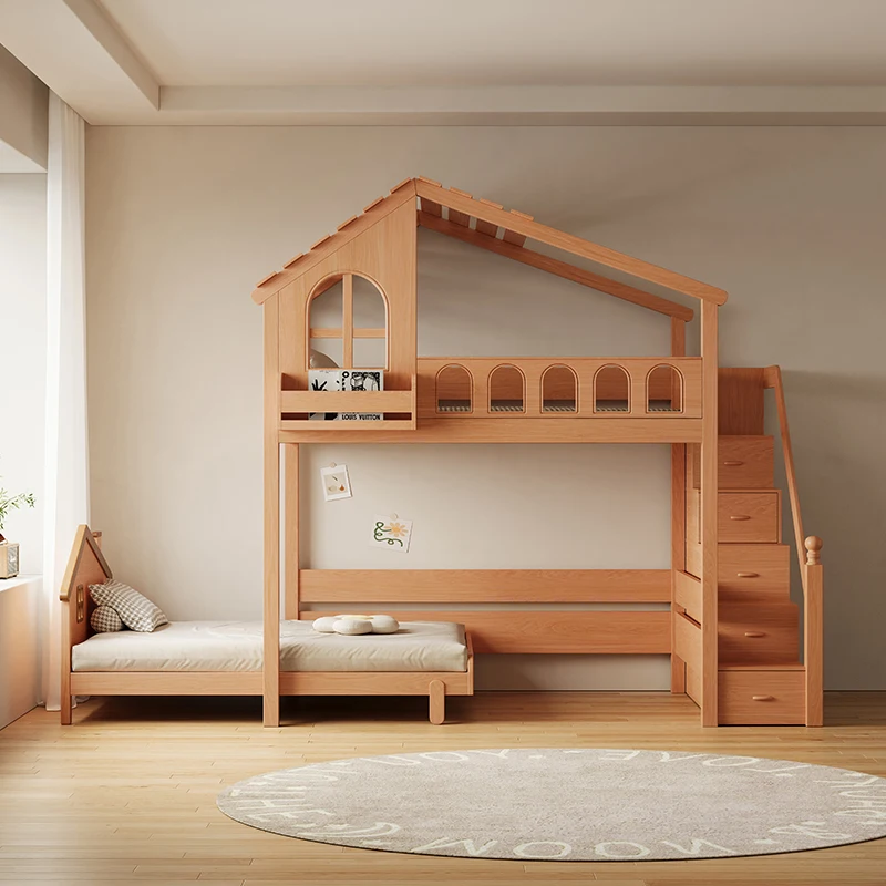 All solid wood tree house children's be movable, high and low dislocation, uper apnd lowe, mother and child