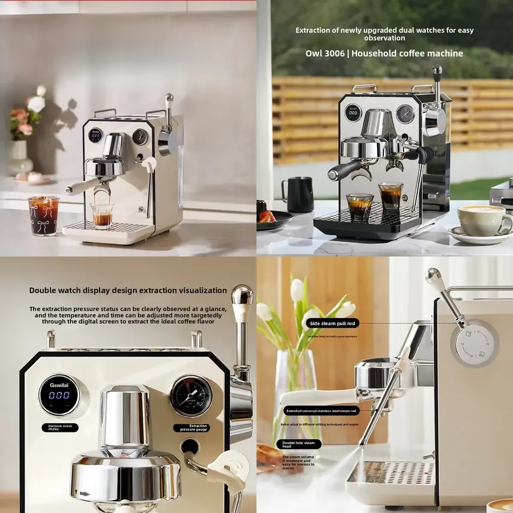 2026 Owl Style Small Home Coffee Machine for Gemilai 3006 Italian Semi-Automatic Espresso Maker with Extraction Function