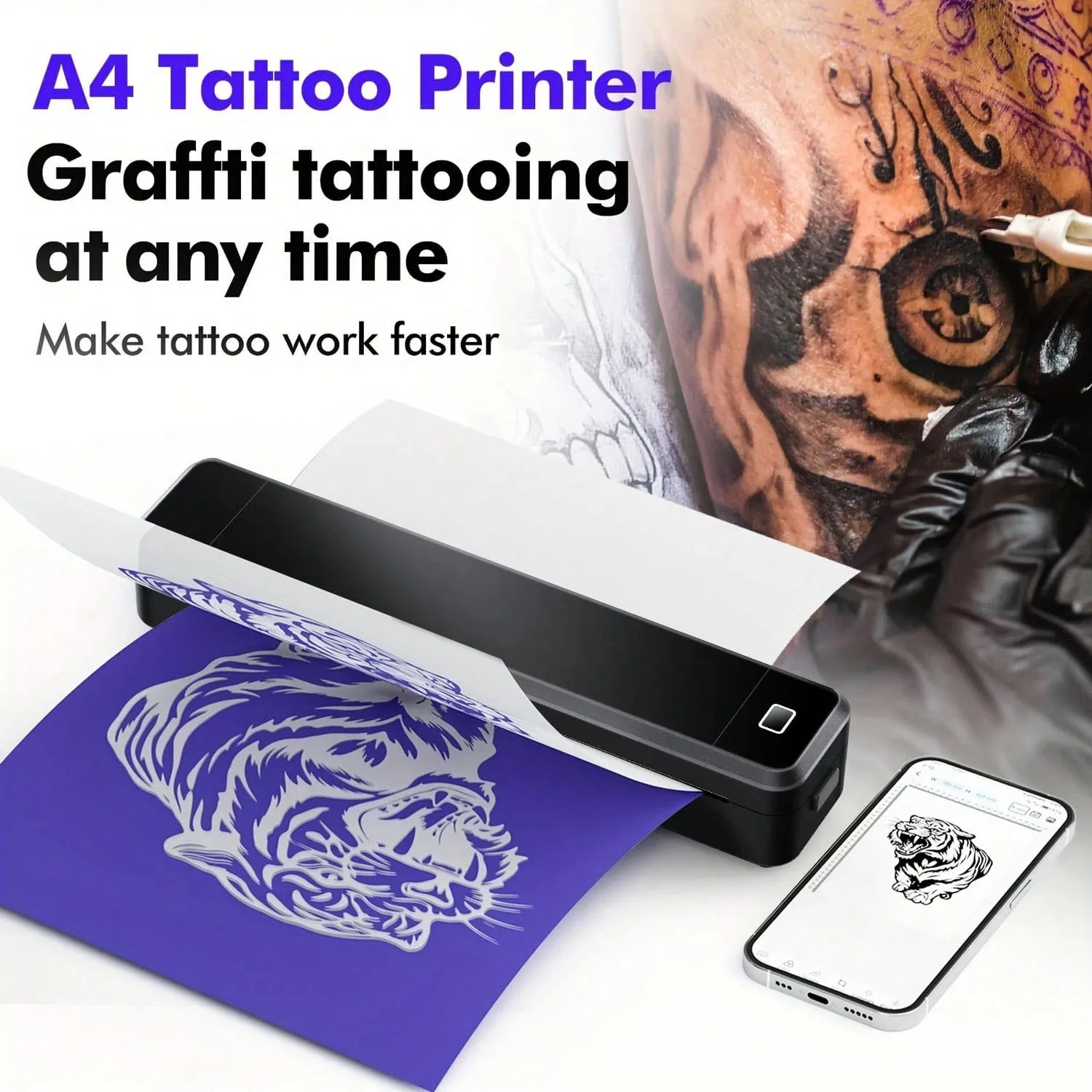 Marklife X8 A4 Thermal Printer Mini Portable Printer Wireless Tattoo Transfer Printer Mobile Phone Transfer Paper For Tattoo Artists Designs
