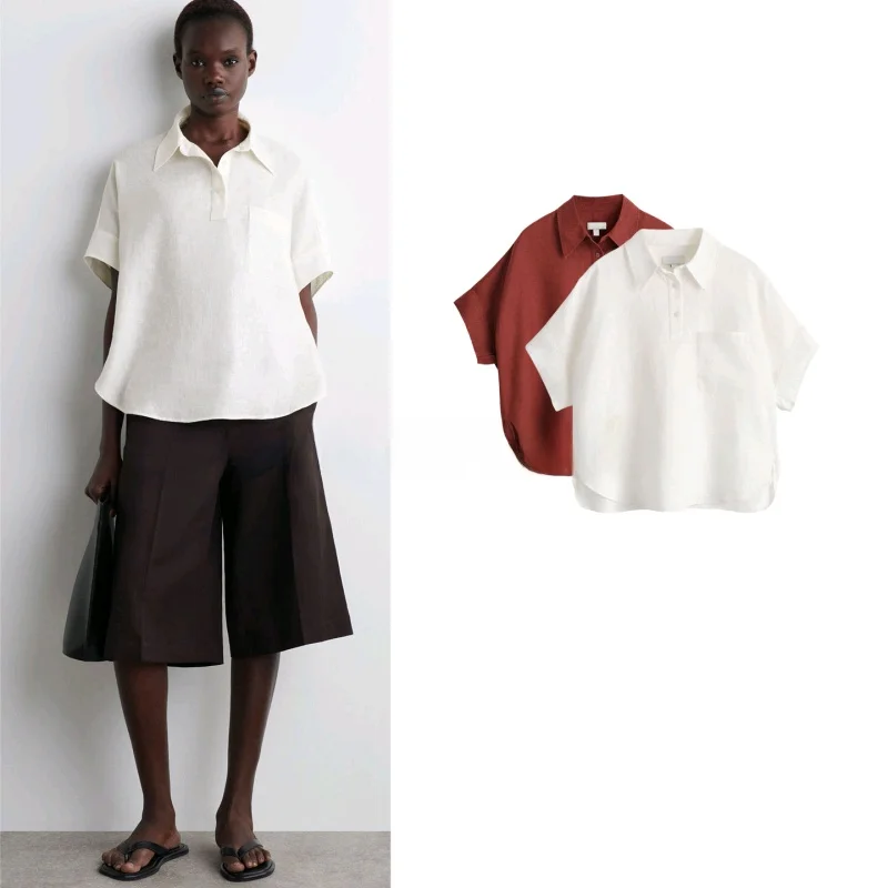 

Новинка Весна-Лето: Женская рубашка свободного кроя с коротким рукавом на пуговицах, дышащая, из полиэфирного волокна, влагоотводящая, для повседневной носки.