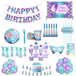 Assiettes Britware en Forme de Poulet et Sirène pour Fille, Fournitures de ix, Ballon Standard, Décoration d'Anniversaire