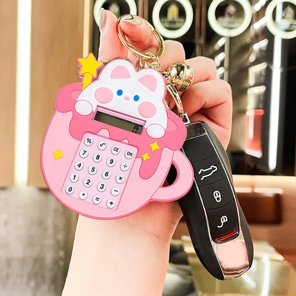 Cartoon Keychain Calculator Schoolbag Pendant Adorable Appearance Battery-Operated Portable Mini Calculator Decor