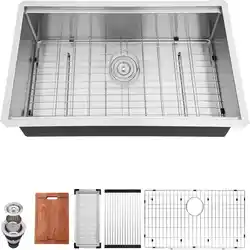 30x19 INCH Handmade 304 Stainless Steel Single Bowl Undermount Kitchen Sink Durable 16 Gauge Stainless Steel Construction