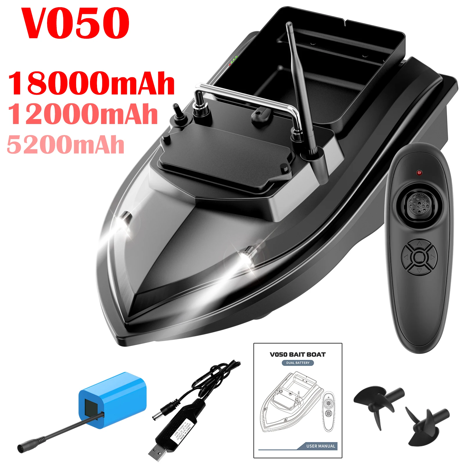 Fishing Bait Boat 500m Remote Control Bait Boat Dual Motor Fish Finder 2KG Loading Support Automatic Cruise/Route Correction