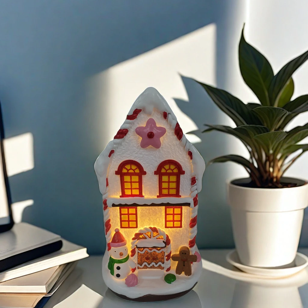 Dekorasi Rumah Kecil Bercahaya Natal Kreatif Dekorasi Rumah Natal Resin Hadiah Natal Anak-anak Mewah