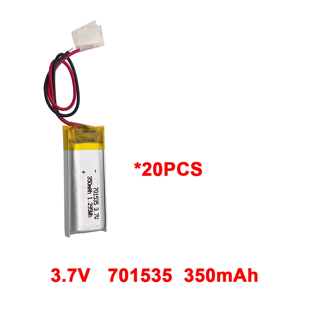 20pcs 701535 Li-polymer Battery 3.7V 350mAh Polymer Lithium Battery for Credit Card Machine Mp3 Mp4 GPS Dog Training Device