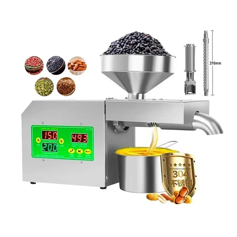 FORNew Cold Hot Press Oil Press Intelligent Temperature Control Stainless Steel Oil Press Flax Seed Kernel Coconut Meat