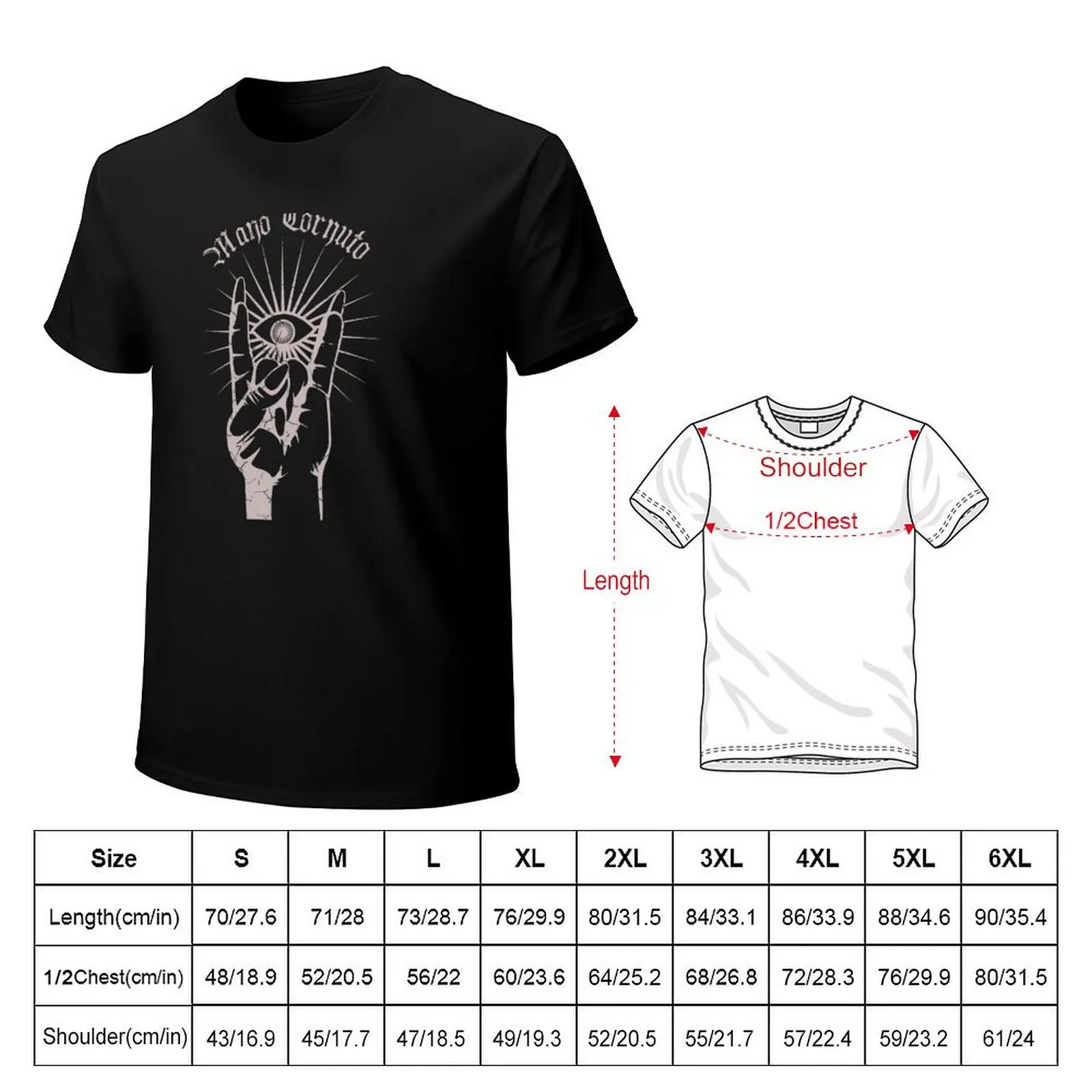 Mano Cornuto Evil Eye Horned Hand Molocchio Talisman Amulet T-Shirt Big Size Simple T-Shirt