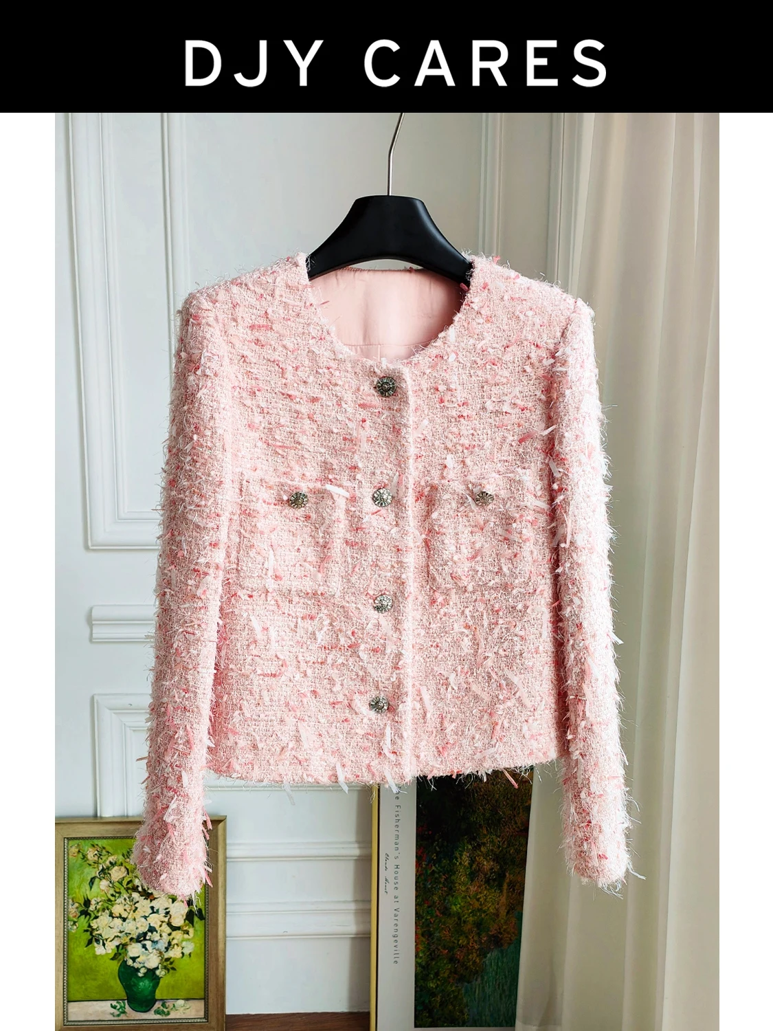 New Handmade butterfly yarn powder premium coat and top made of coarse woolen fabric big  size