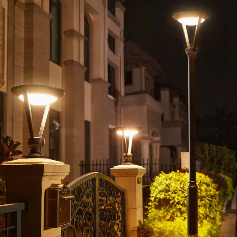 Solar column headlights outdoor lights high pole courtyard community parks street fence walls gate lights door pillar lights