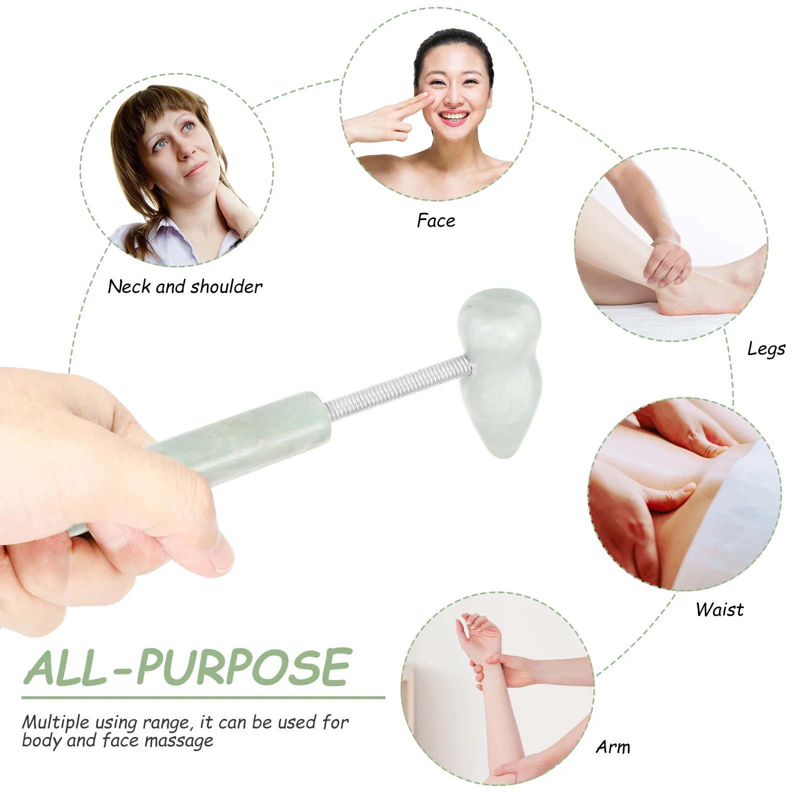 2Pcs Handheld Body Massage Hammer Portable Muscle Relaxing Tool Jade Aluminum Alloy for Home Facial Skin Care and Deep Muscle