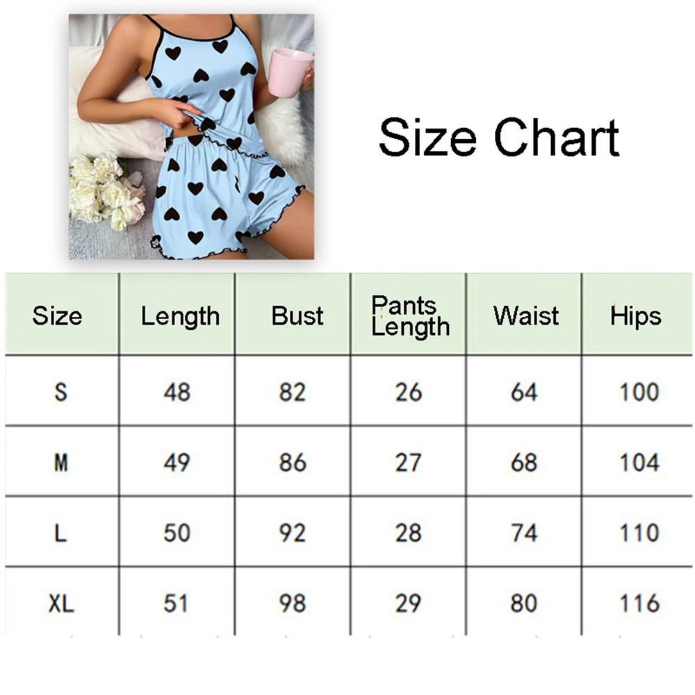 Women\'s Summer Pajamas Two-Piece Suit Summer Sexy Leisure Halter Tank Top Shorts Girls Clothing Comfortable Print Homewear Suit