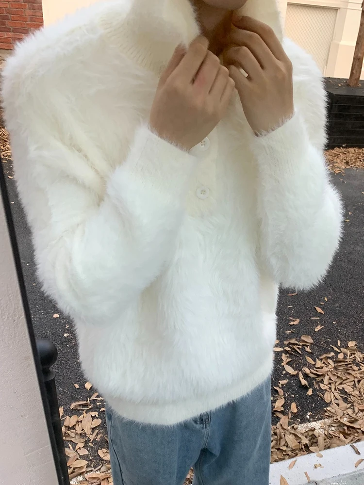 

Ele High Collar Knitted Sweater Long Sve Lazy Sle Couple's Loose Fit Korean Sle Warm Breathable Men's Knitwear