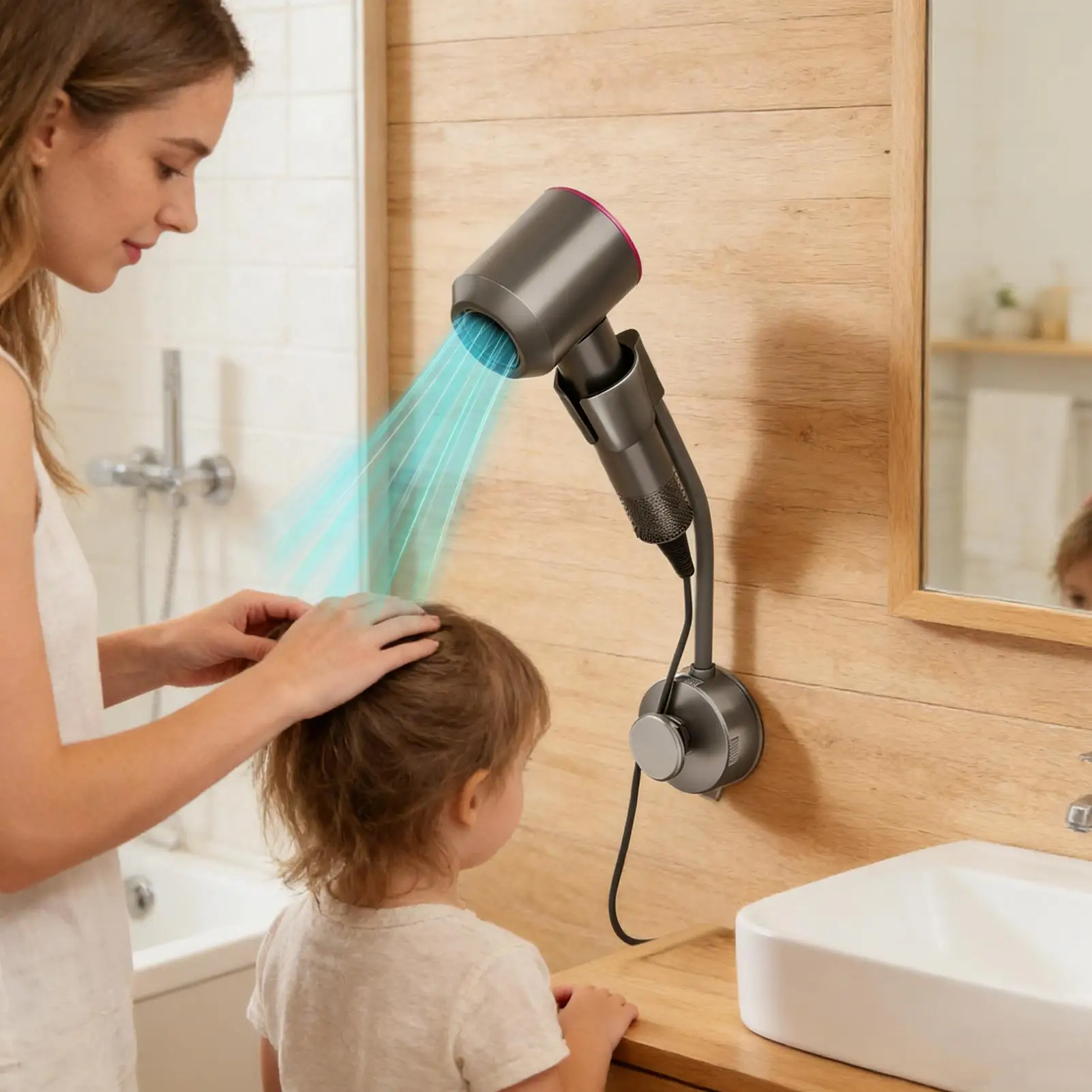 Blow Dryer Holder 360-Degree Adjustable Hands-Free Blow Dryer Wall Rack For Women Wife Girlfriend Home Apartment Hotel College