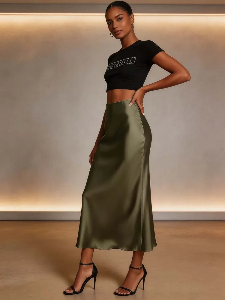 Solid color fishtail skirt half skirt 2026 fashionable new women's half skirt elegant
