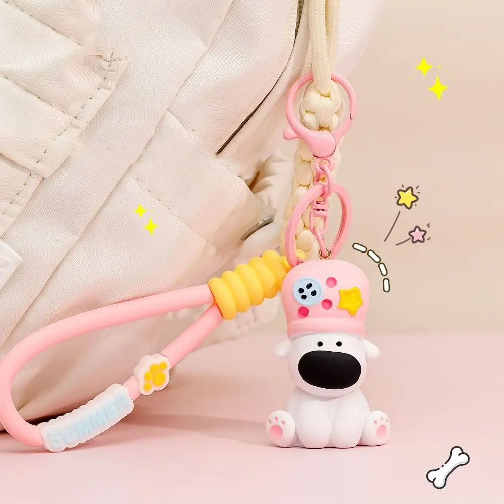 

Resin Little Dog Keychain Anti-Lost Bag Decoration Dog Animal Key Pendant Hanging Girl Heart Cartoon Dog Key Ring
